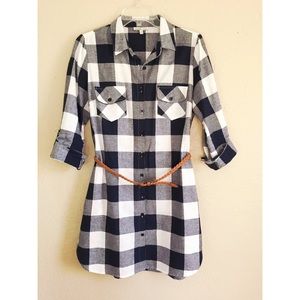 Navy Blue Plaid Dress